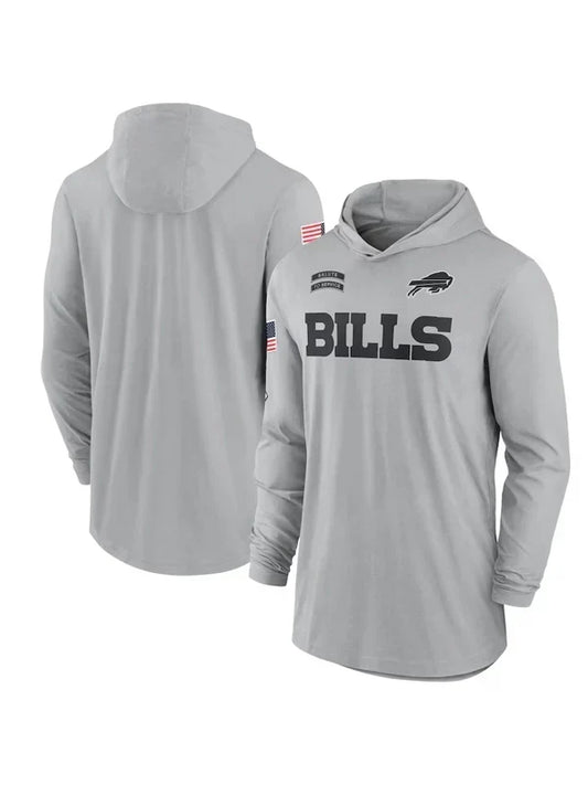 2024 Buffalo Bills Salute to Service Long Sleeve Hooded T-Shirt