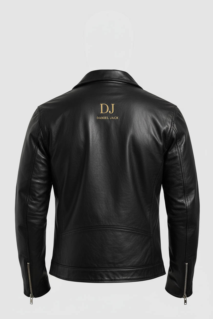  Leather Biker Jacket Gold Edition - Back View