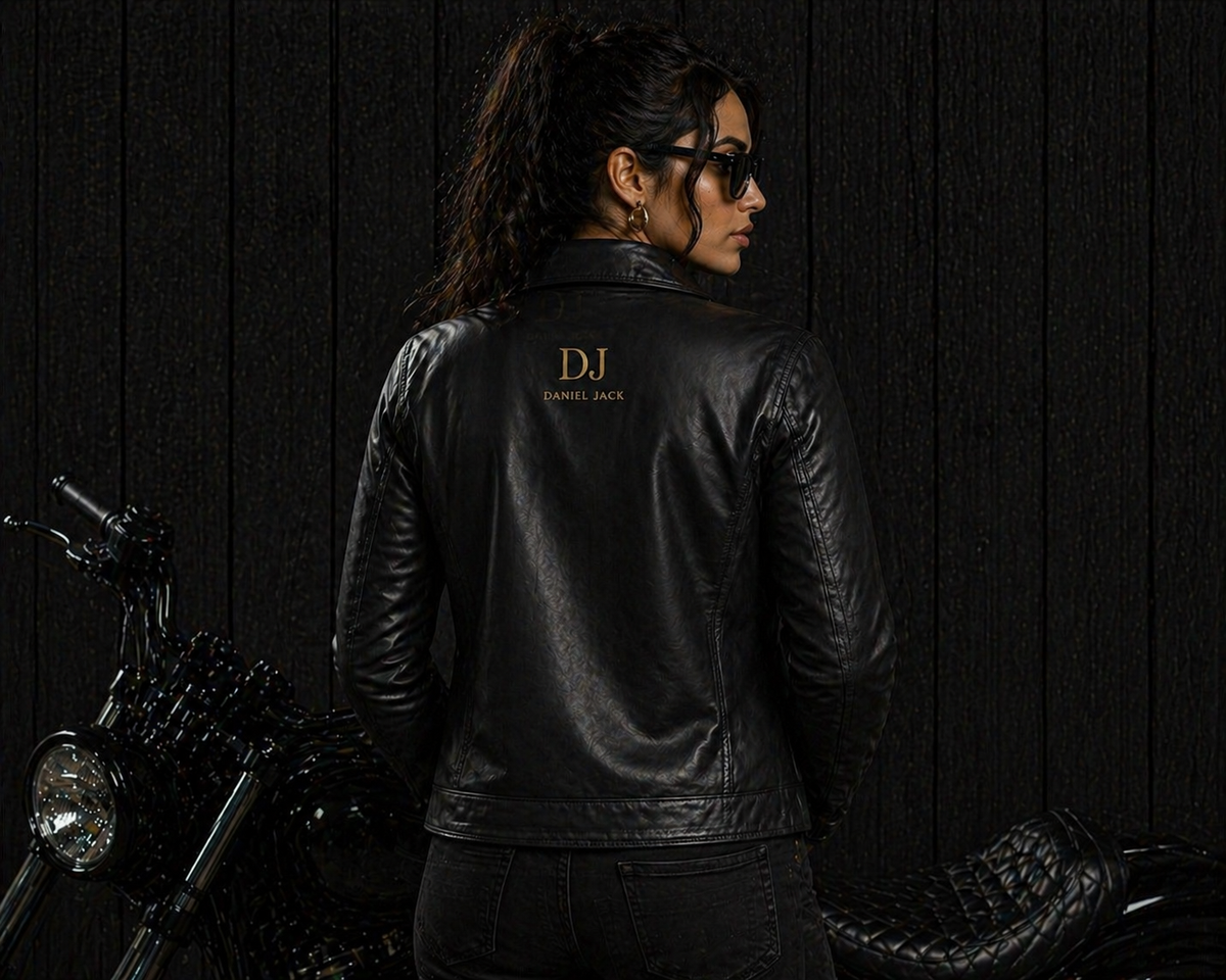 Leather Biker Jacket – Gold Edition