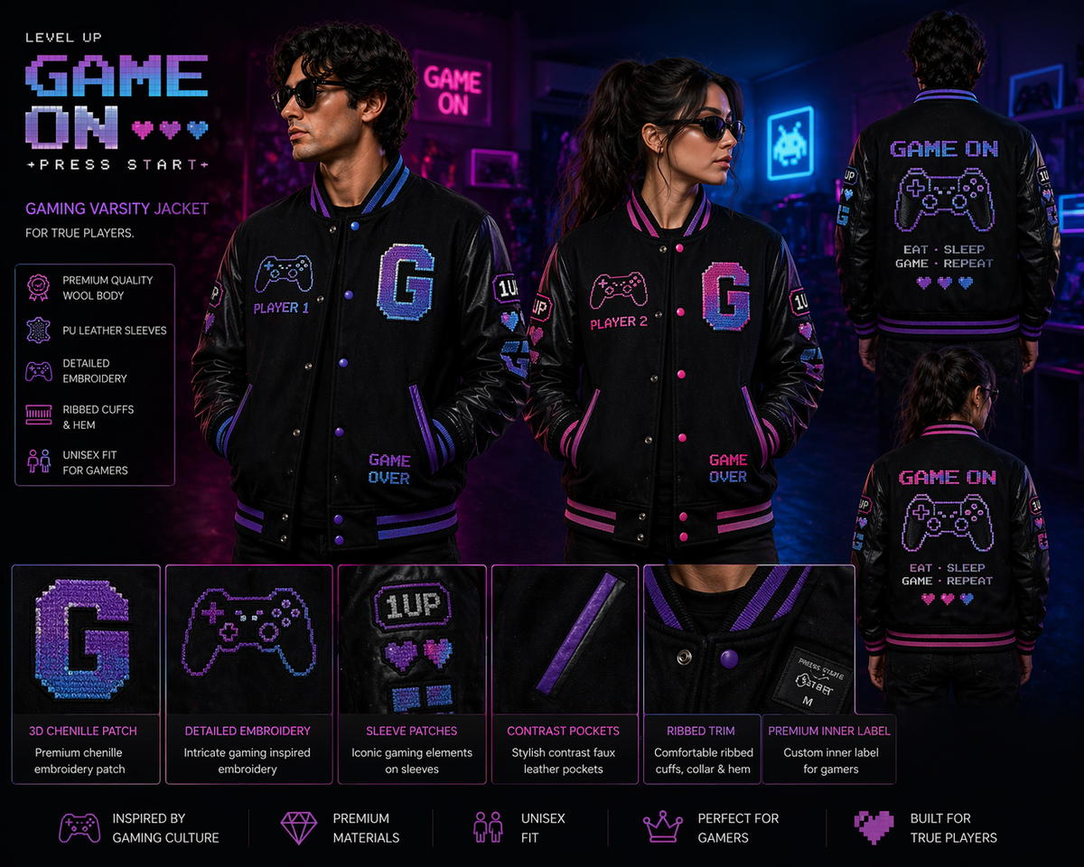 Game On – Premium Gaming Varsity Jacket - Orignal