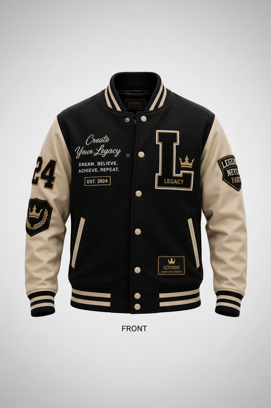 Legends Never Fade Varsity Jacket – Front View