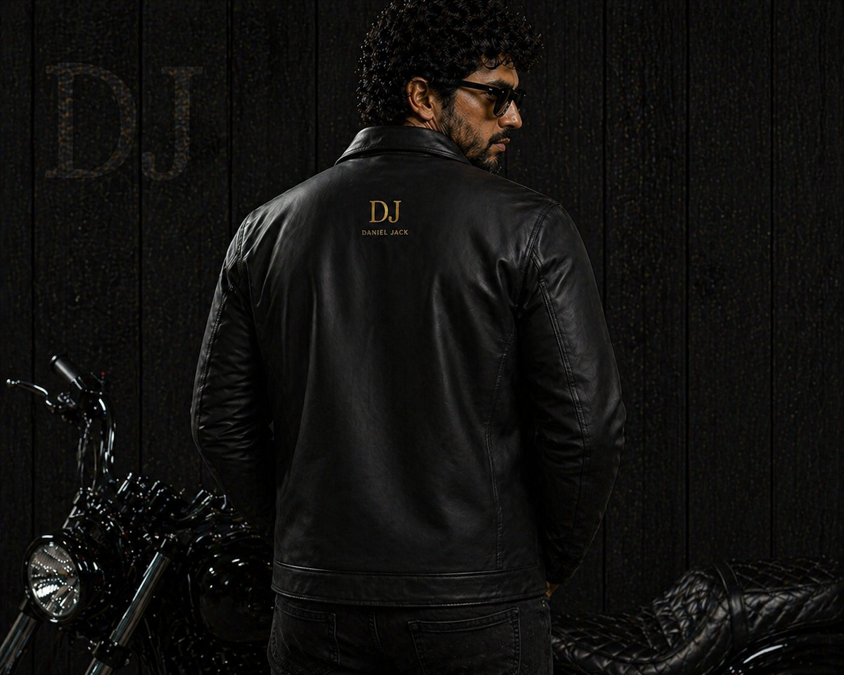 Leather Biker Jacket – Gold Edition