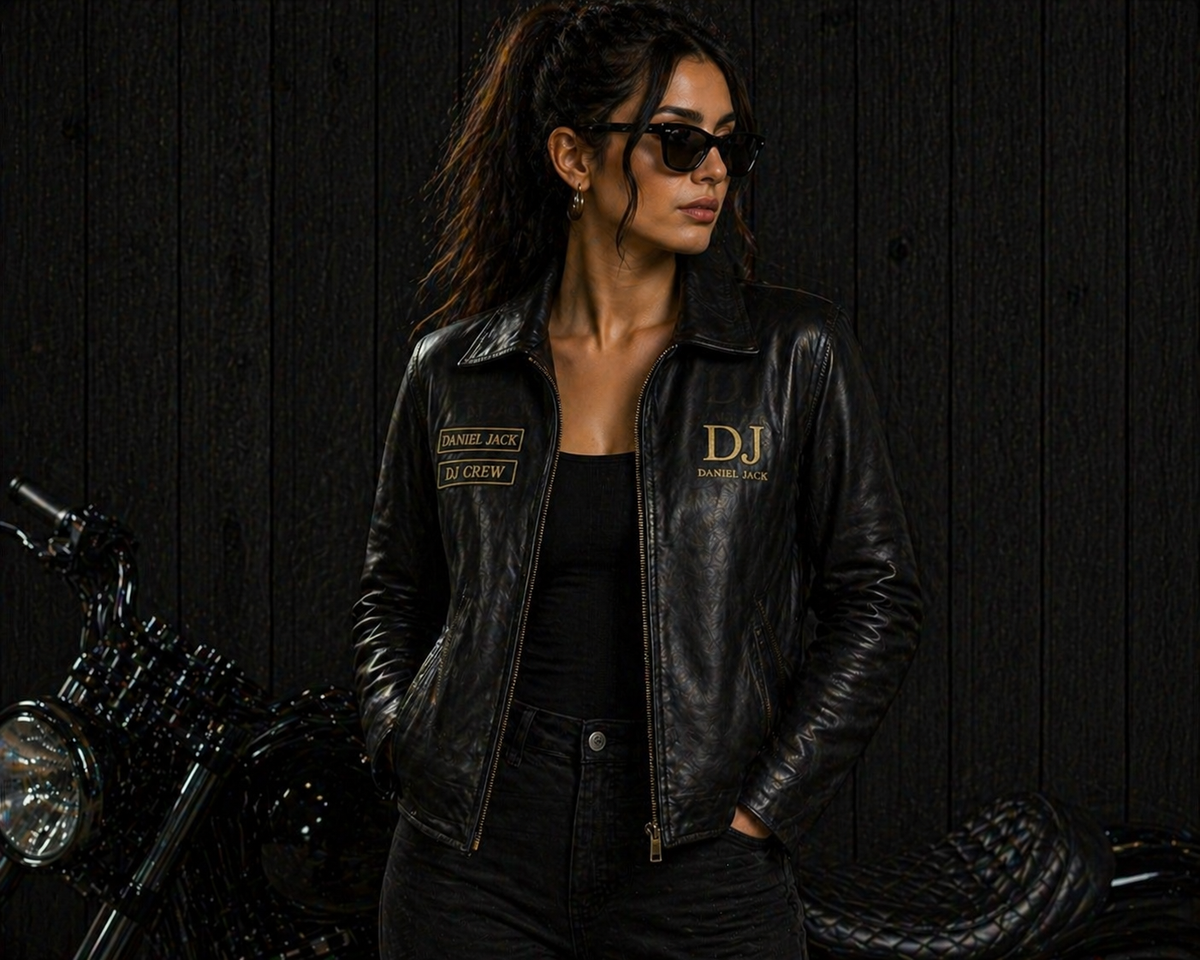 Leather Biker Jacket – Gold Edition