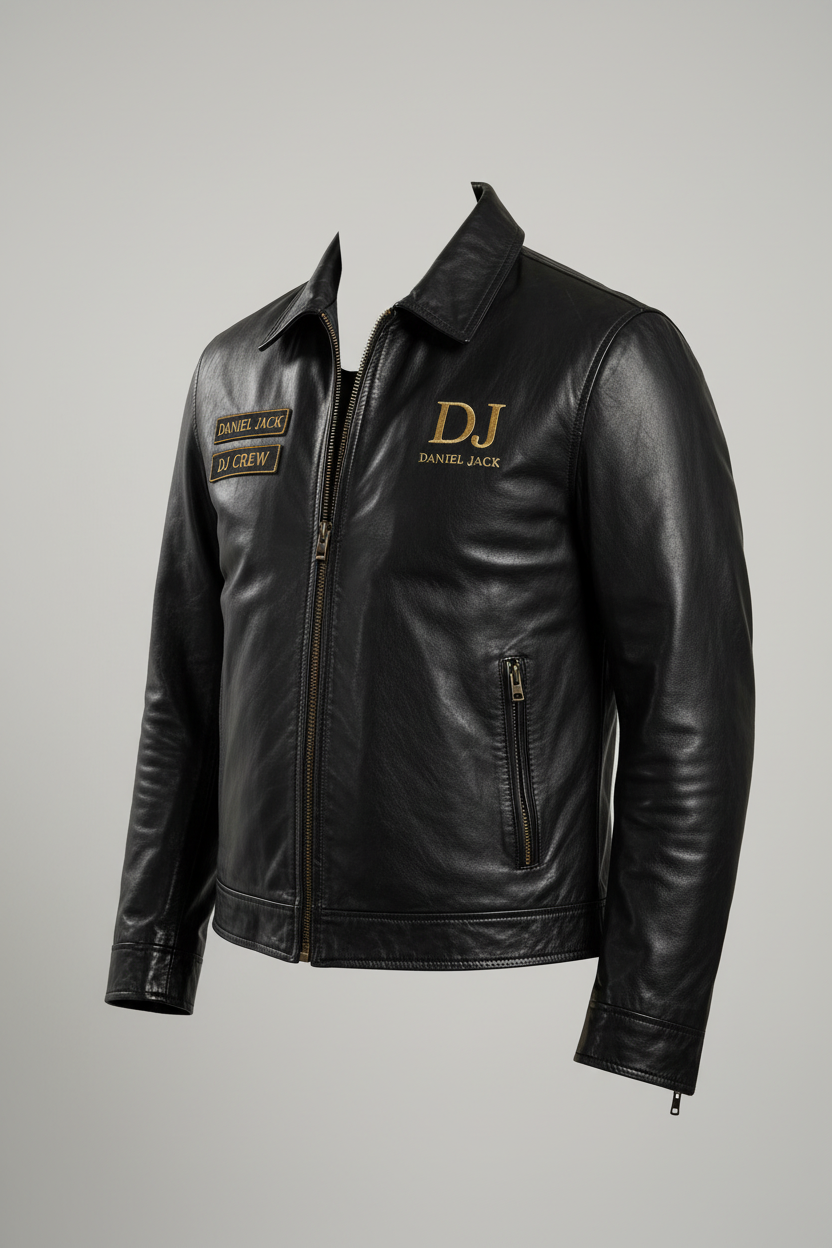  Leather Biker Jacket Gold Edition - Side View